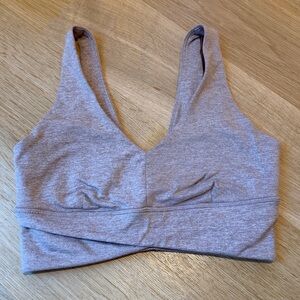 Cream V-Neck Sports Bra